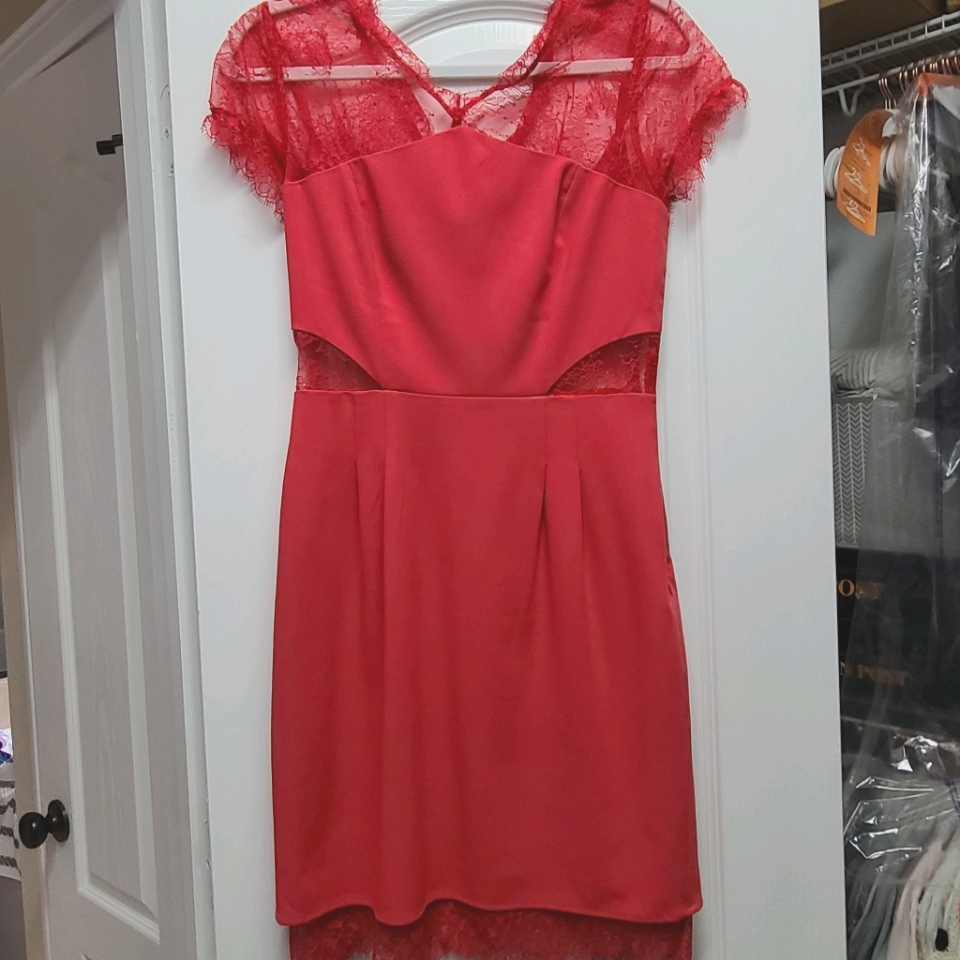 Bcbg Maxaxazria Red Lace Dress